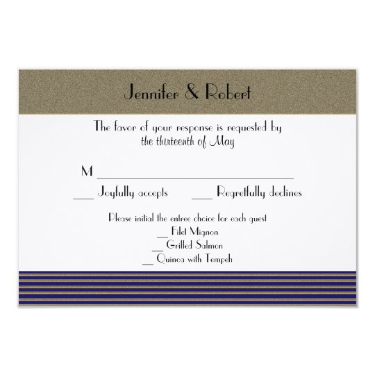 Navy Art Deco Posh Wedding Response Card