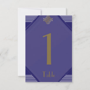 Navy Art Deco Posh Wedding Table Number