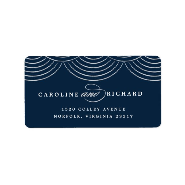 Navy Art Deco String Lights Return Address Label (Front)