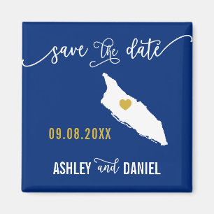 Navy Aruba Wedding Save the Date Map Magnet