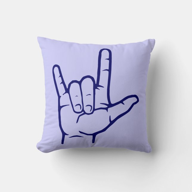 Navy ASL I Love You Throw Pillow (Front)