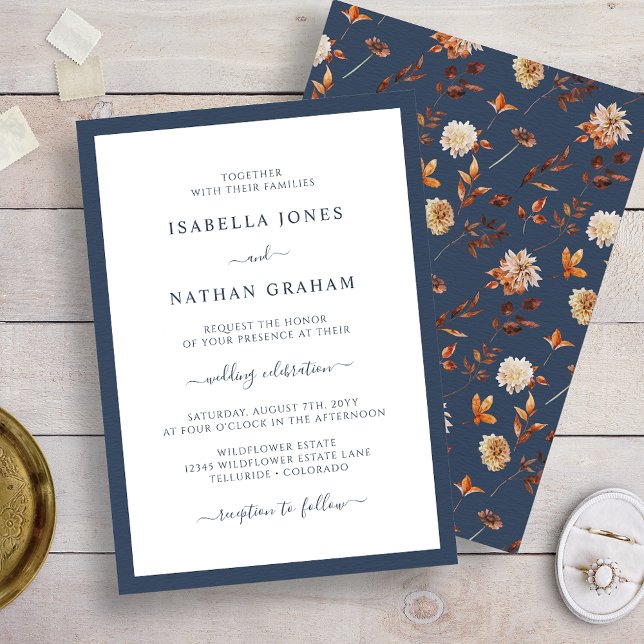 Navy Autumn Wedding Invitation (Navy Autumn Wedding Invitation
)