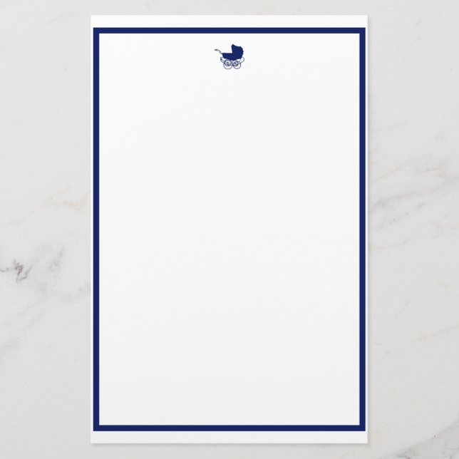 Navy Baby Carriage Stationery (Front)