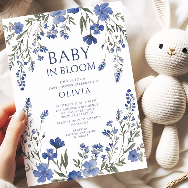 Navy Baby in Bloom Shower Invitation (Creator Uploaded)