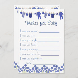 Navy Baby Shower Wishes For Baby Game Invitation