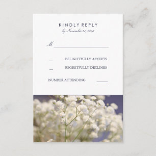 Navy Baby's Breath Wedding RSVP Cards