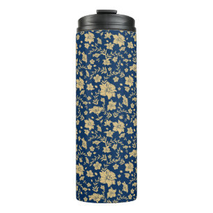 Navy Background Gold Accents Thermal Tumbler