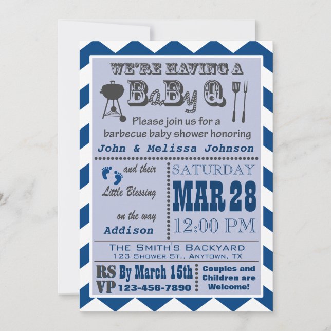 Navy Barbecue BaByQ Baby Shower Invitation (Front)