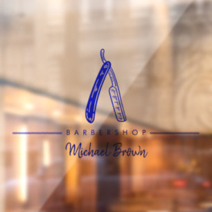 navy Barber Razor Logo Business