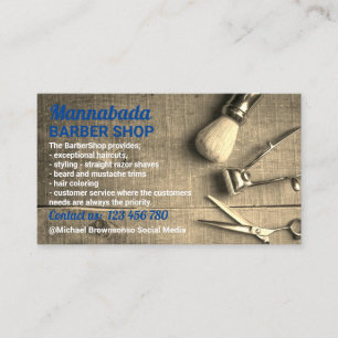 Navy Barber shop photo rustic hair salon for men Business Card