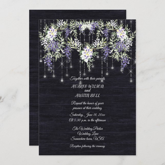 Navy Barnboard String Lights Wisteria (Front/Back)