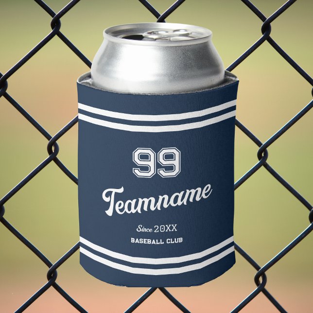 Navy Baseball Club Custom Player Number & TeamName Can Cooler (Creator Uploaded)