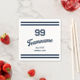 Navy Baseball Club Custom Player Number & TeamName Napkin