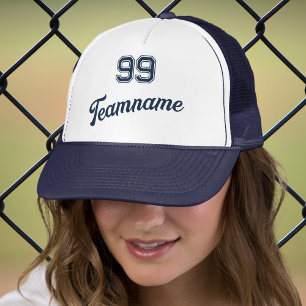 Navy Baseball Custom Player Number & Team Name Trucker Hat
