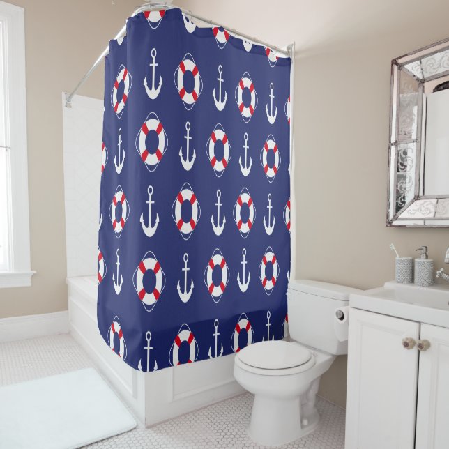 Navy beautiful style for your bathroom shower curtain (In Situ)