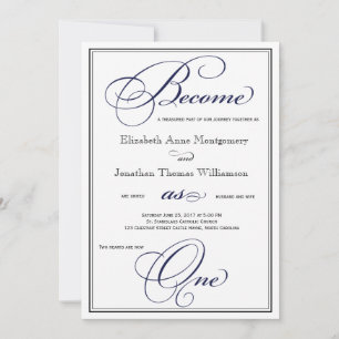 Navy Become as One Christian Wedding Invitation