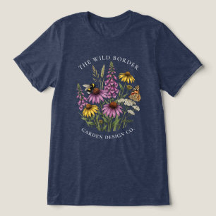 Navy Bee Friendly Flower Landscape Designer Tshirt