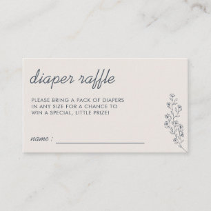Navy Beige Flower Summer Fall Raffle for Diaper Enclosure Card