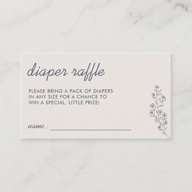 Navy Beige Flower Summer Fall Raffle for Diaper Enclosure Card (Front)
