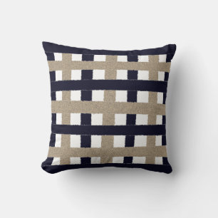 Navy / Beige / White Stripes Cushion