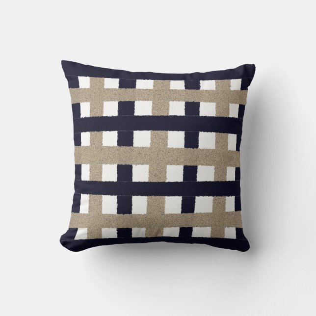 Navy / Beige / White Stripes Cushion (Front)