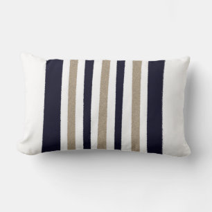 Navy / Beige / White Stripes Lumbar Cushion