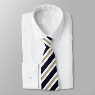 Navy / Beige / White Stripes Tie