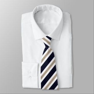 Navy / Beige / White Stripes Tie
