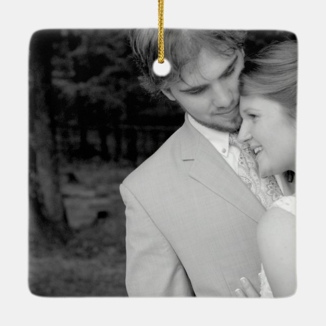 Navy & Berry Berry Elegant Damask Peacock Wedding Ceramic Ornament (Back)