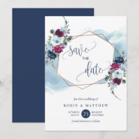 Navy, Berry, Burgundy and Blue Floral Wedding