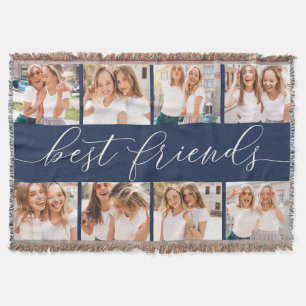 Navy   Best Friends Photo Collage Throw Blanket