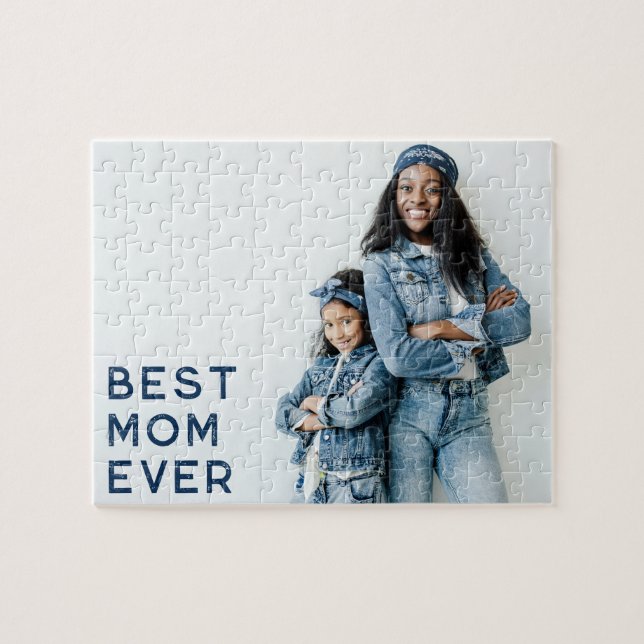 Navy Best Mum Ever Photo Jigsaw Puzzle (Horizontal)