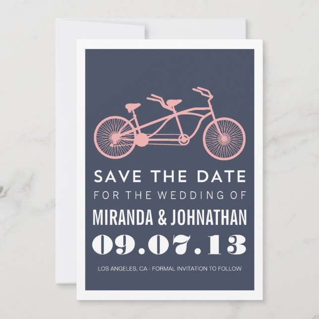 Navy Bicycle Design Photo Save The Date Invites (Front)