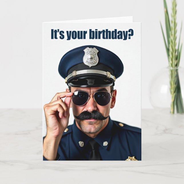 Navy Birthday Portrait Card (Front)