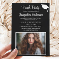 Navy Biue White Graduation Cap Trunk Party Photo