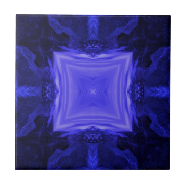 Navy Black Blue Geometric art electric Ceramic Tile (Front)