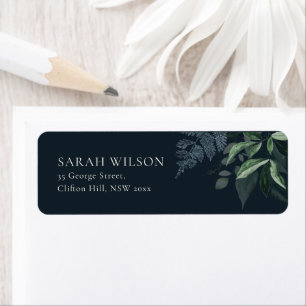 Navy Black Green Leafy Foliage Leafy Address Label Return Address Label