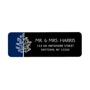 Navy Black Tree of Life Bar Mitzvah Return Address Label
