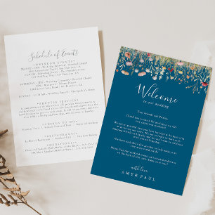 Navy Bliss Boho Wildflower Wedding Welcome Letter