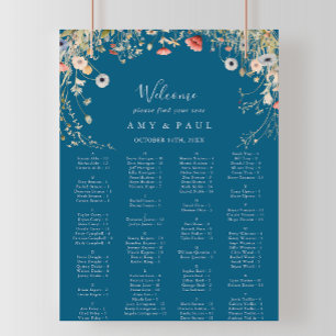Navy Bliss Wildflower Alphabetical Seating Chart