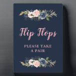 navy blossom pink flip flops wedding favours sign plaque<br><div class="desc">a lovely design with watercolor flowers</div>
