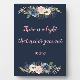 navy blossom pink wedding sign plaque