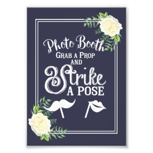 Navy blu Ivory Chic Rose wedding party Photo Booth