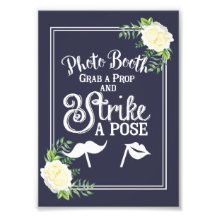 Navy blu Ivory Chic Rose wedding party Photo Booth