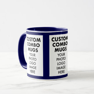 Navy Blue 4:6 Portrait Frame 3 Photo Custom Combo Mug