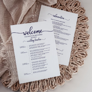 Navy Blue 4 Day Wedding Weekend Welcome Itinerary
