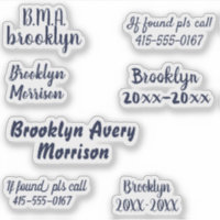 Navy Blue 7 Custom Texts Name Script Decal School