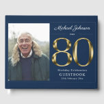 Navy Blue 80th Birthday Gold Typography Custom Guest Book<br><div class="desc">Navy Blue 80th Birthday Gold Typography Custom Guest Book. Simple yet classy birthday invitation with the birth year milestone in solid gold text effect! This is an editable template and could be used for both male and female. Contact me if you have any questions, I will do my best to...</div>
