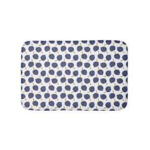 Navy Blue Abstract Flying Bomb Fruit Pattern Bath Mat