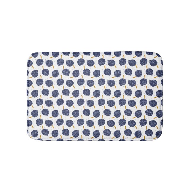 Navy Blue Abstract Flying Bomb Fruit Pattern Bath Mat (Front)